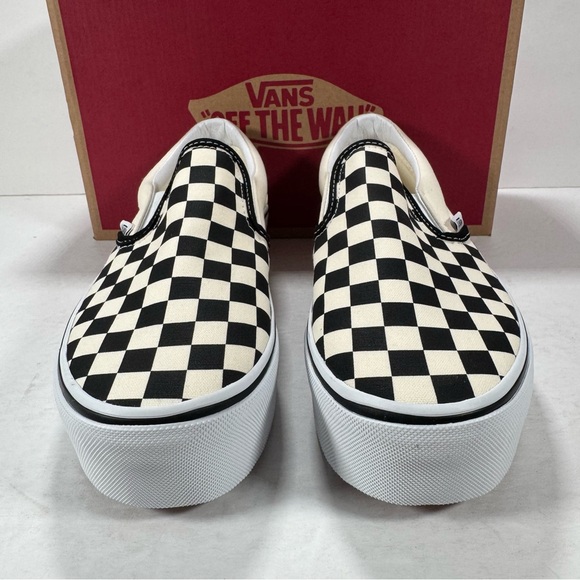 Vans Classic Slip-On Stackform Checkerboard Black Classic White Sneakers Women 8 - Picture 3 of 12